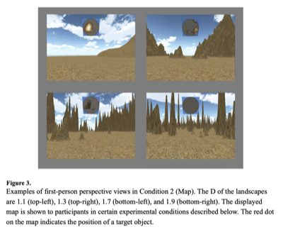 Navigation performance in virtual environments varies with fractal dimension of landscape